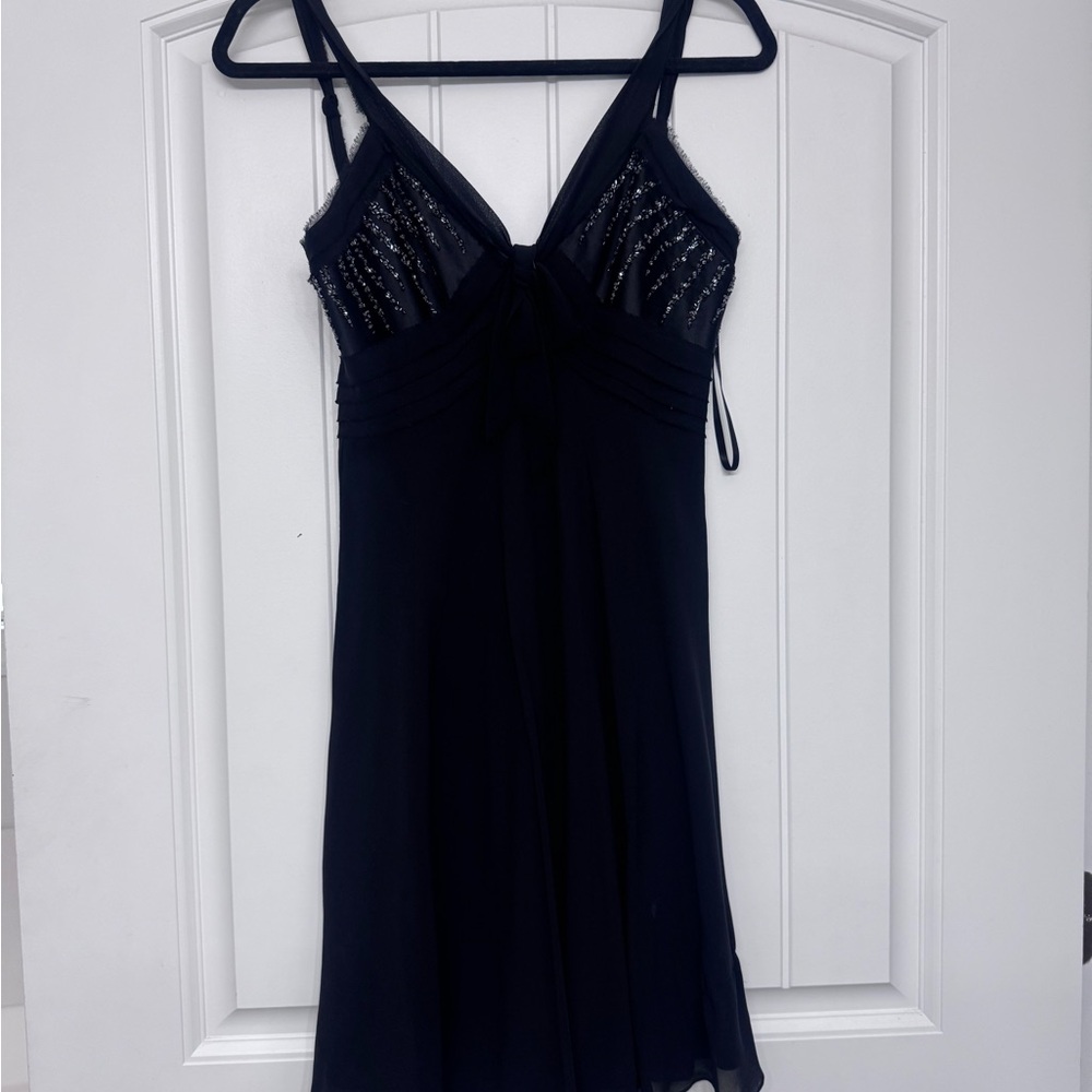 BCBGMaxAzria Black Cocktail Dress with Beaded Detail